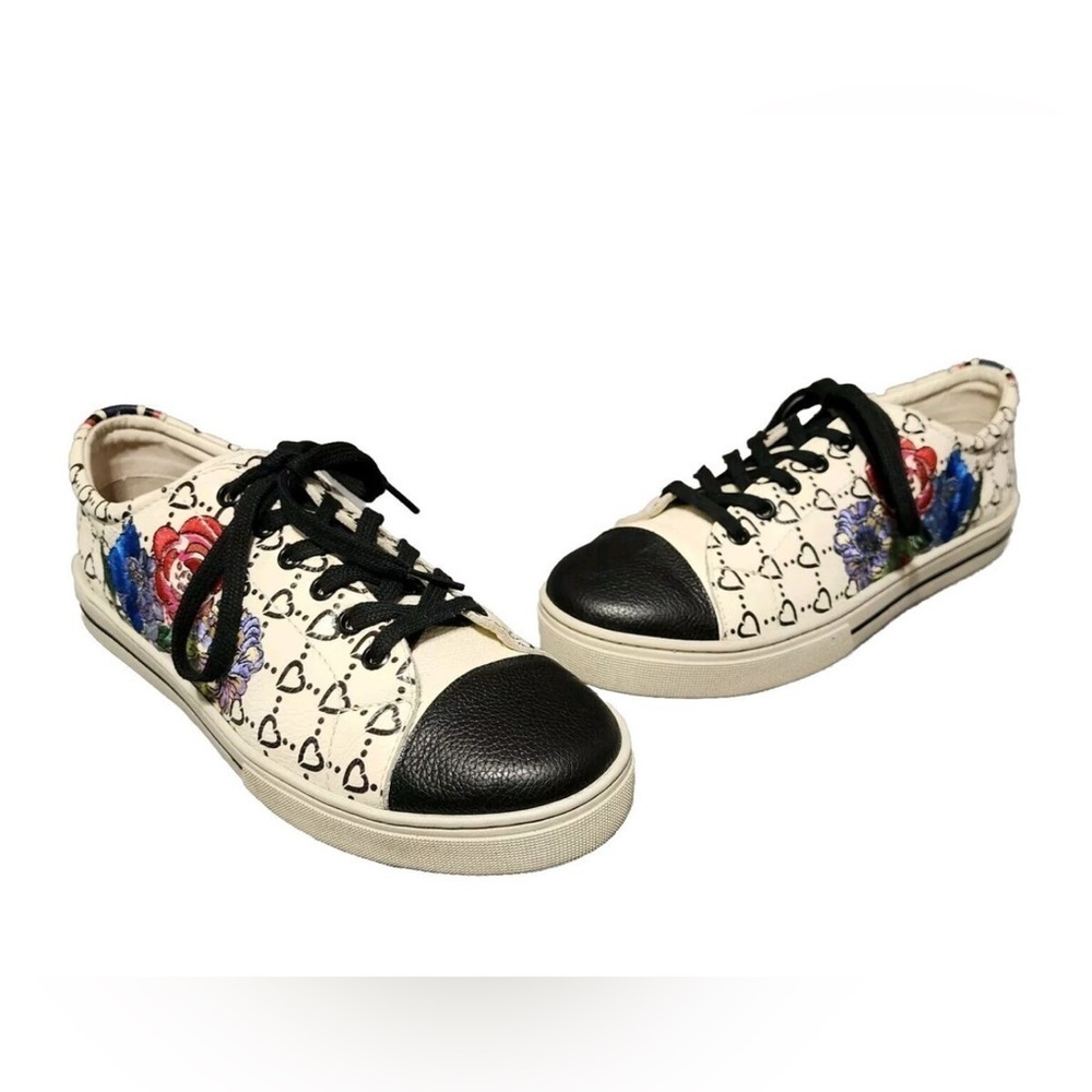 Brighton Beauty ALL Leather Sneakers Floral Embroidery SIZE WOMEN'S 7.5